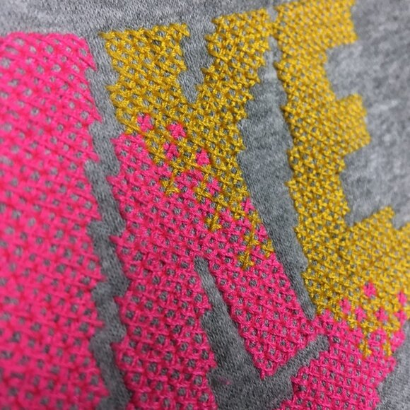 Nike Sweater M Womens Cropped Sweatshirt Cross Stitch Grannycore Athleisure Gray - Picture 3 of 9